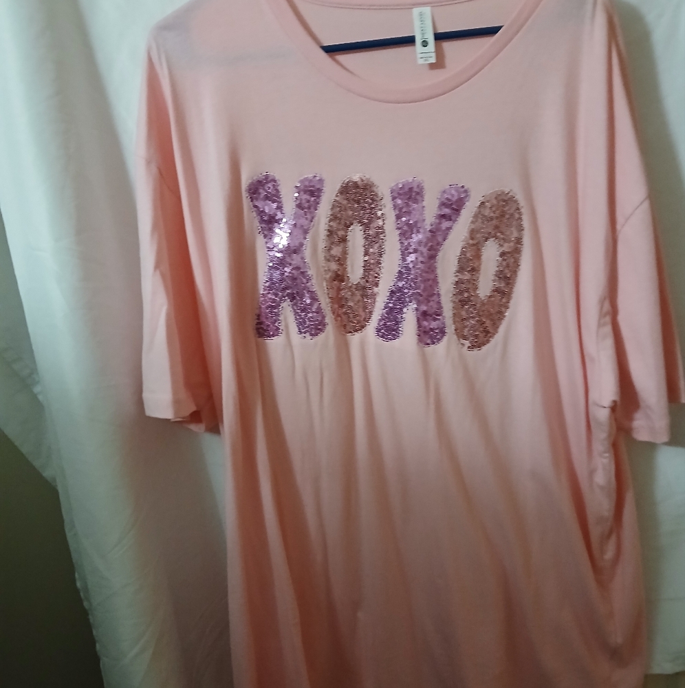 Next Level Apparel Pink and Purple Short Sleeve Tee